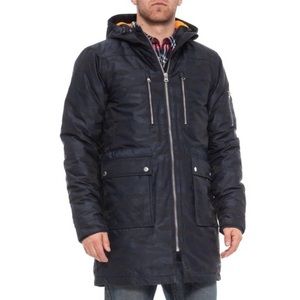 XL 🔖 SLATE & STONE Slate Mens Long Navy Camo Parka Coat Blue